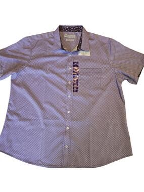 Nick Graham Modern Fit Stretch Button Up Shirt XXL Geometric Pattern Navy NWT